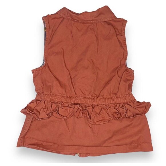 Aspen Kids Sleeveless Rust Amber Color Zip Up Ruffle Vest Kids 7/8 - Picture 2 of 5